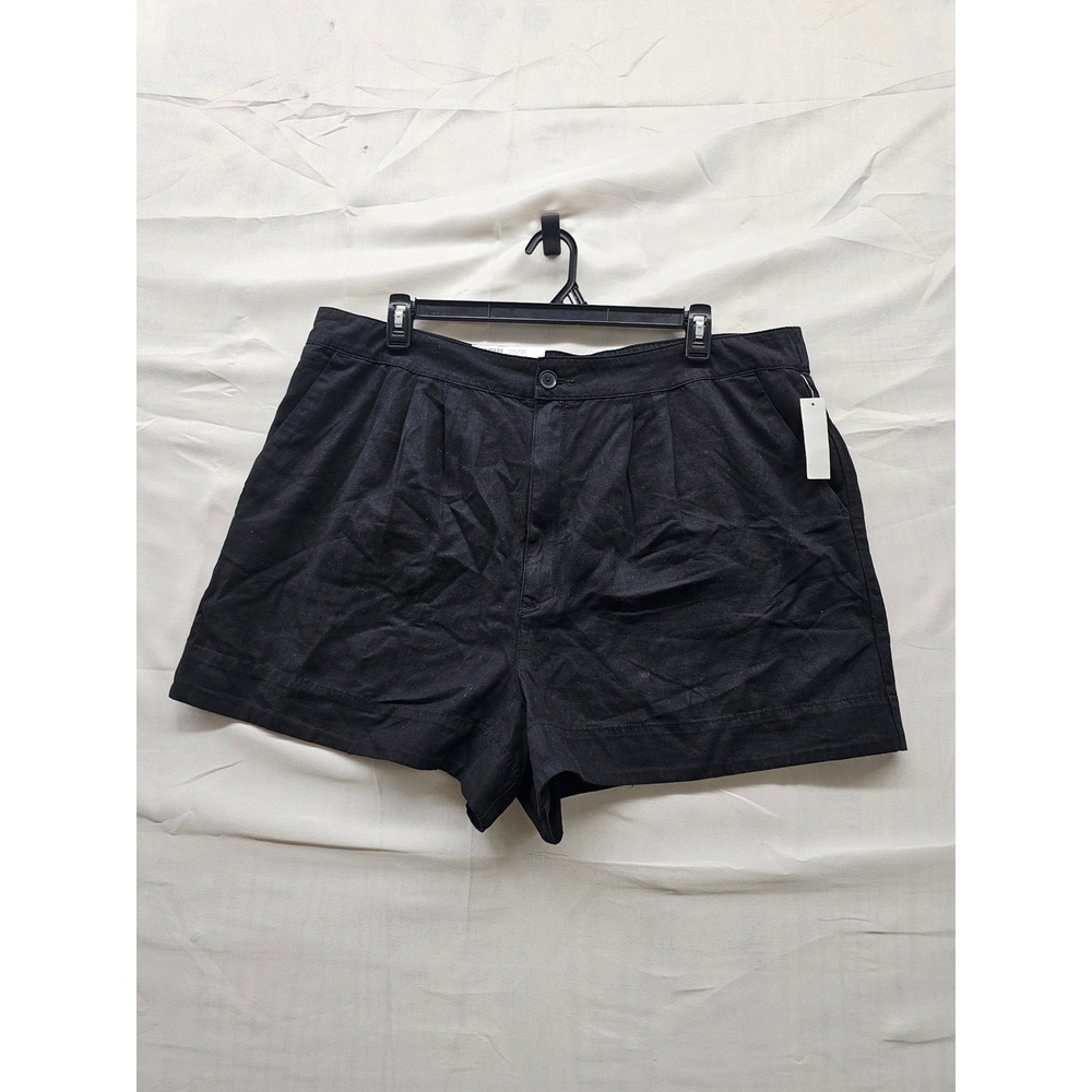 Joie Womens Pleated Shorts Black Linen Blend Casual Size XXL